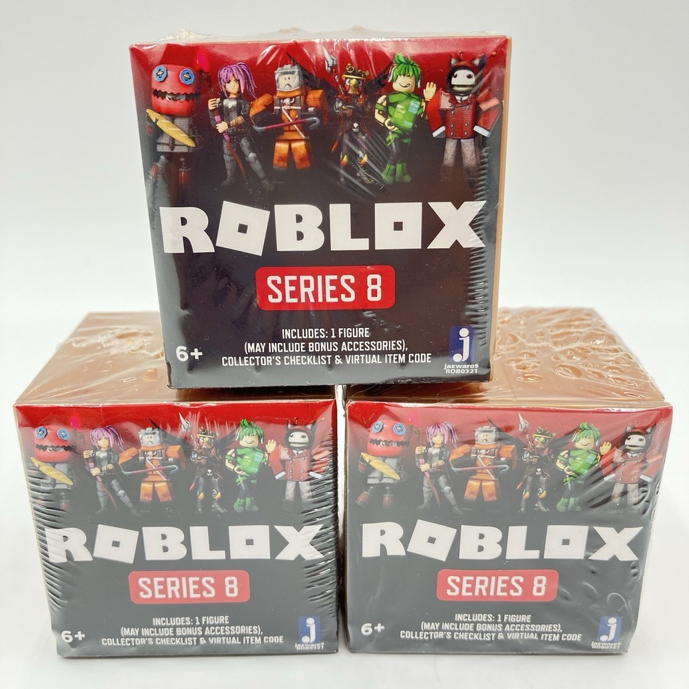 NEW Roblox Series 8 Mystery Figure Blind Box Lot of 3 Jazwares Virtual Item Code